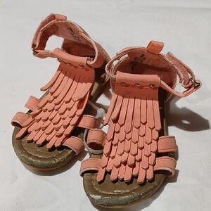 Kids Pink Fringe Sandals